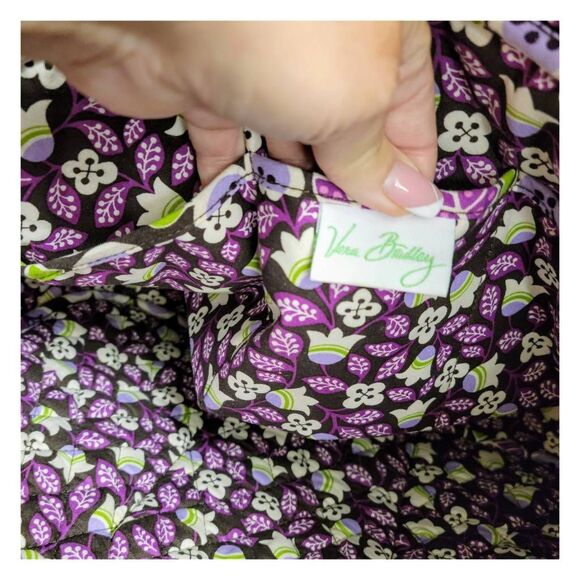 Vera Bradley Book Bag Shoulder Bag Tote in Plum Petals - Picture 10 of 13